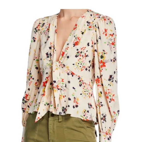 Veronica Beard NWT Payton Silk Blend Floral Long Sleeve Stretch Blouse Size 6 - Picture 6 of 15